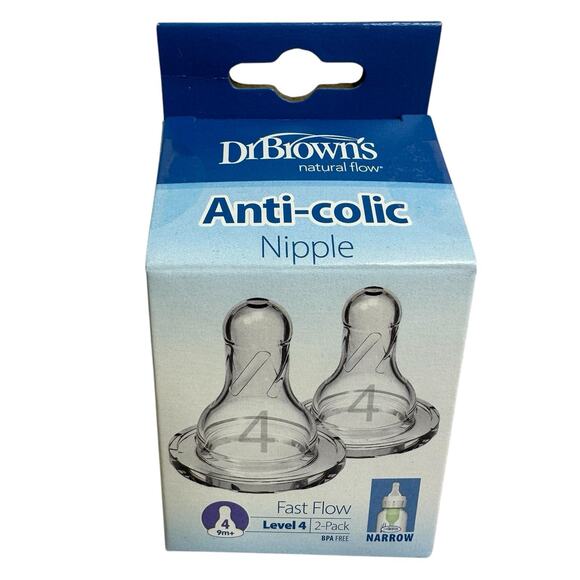 Dr Brown 9M+ Silicone Nipples Level 4 Anti-colic Fast Flow 2-Pack Lot of 2 New - Picture 2 of 5